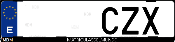 Imágen de matrícula de coche con letras CZX de España