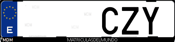 Imágen de matrícula de coche con letras CZY de España
