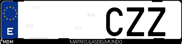 Imágen de matrícula de coche con letras CZZ de España