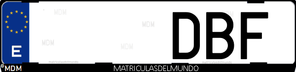 Imágen de matrícula de coche con letras DBF de España