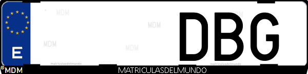 Imágen de matrícula de coche con letras DBG de España