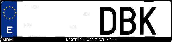 Imágen de matrícula de coche con letras DBK de España