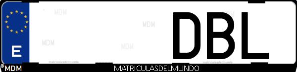 Imágen de matrícula de coche con letras DBL de España