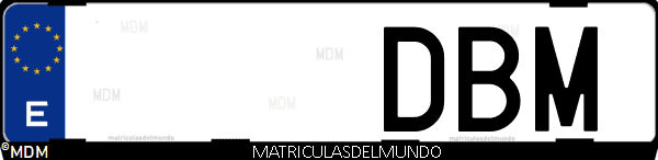 Imágen de matrícula de coche con letras DBM de España