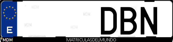 Imágen de matrícula de coche con letras DBN de España