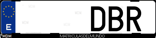 Imágen de matrícula de coche con letras DBR de España