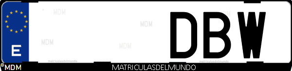 Imágen de matrícula de coche con letras DBW de España