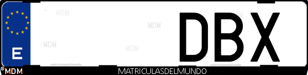 Imágen de matrícula de coche con letras DBX de España