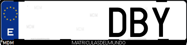 Imágen de matrícula de coche con letras DBY de España