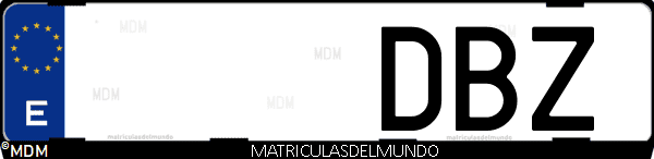 Imágen de matrícula de coche con letras DBZ de España