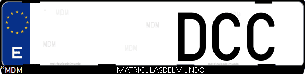 Imágen de matrícula de coche con letras DCC de España