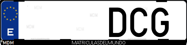 Imágen de matrícula de coche con letras DCG de España