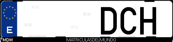 Imágen de matrícula de coche con letras DCH de España