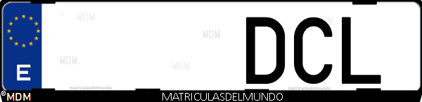 Imágen de matrícula de coche con letras DCL de España