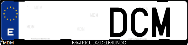 Imágen de matrícula de coche con letras DCM de España