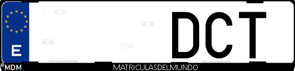 Imágen de matrícula de coche con letras DCT de España
