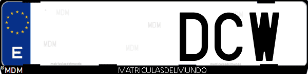 Imágen de matrícula de coche con letras DCW de España