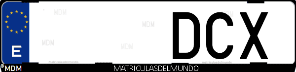 Imágen de matrícula de coche con letras DCX de España