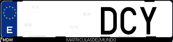 Imágen de matrícula de coche con letras DCY de España
