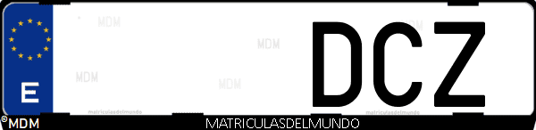 Imágen de matrícula de coche con letras DCZ de España