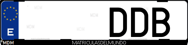 Imágen de matrícula de coche con letras DDB de España