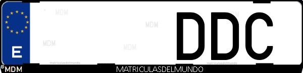 Imágen de matrícula de coche con letras DDC de España