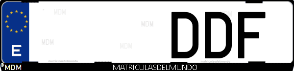 Imágen de matrícula de coche con letras DDF de España