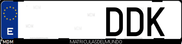 Imágen de matrícula de coche con letras DDK de España