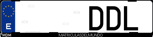 Imágen de matrícula de coche con letras DDL de España