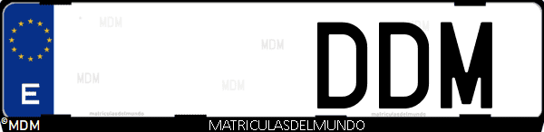 Imágen de matrícula de coche con letras DDM de España