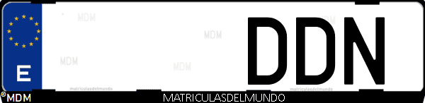 Imágen de matrícula de coche con letras DDN de España