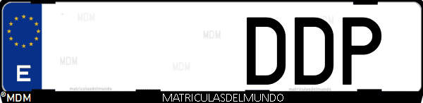 Imágen de matrícula de coche con letras DDP de España