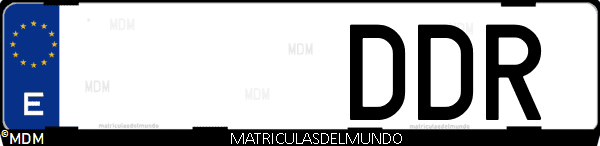 Imágen de matrícula de coche con letras DDR de España