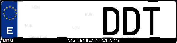 Imágen de matrícula de coche con letras DDT de España