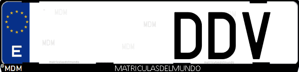Imágen de matrícula de coche con letras DDV de España