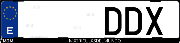 Imágen de matrícula de coche con letras DDX de España