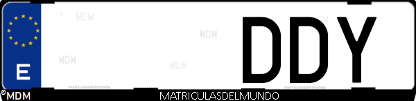 Imágen de matrícula de coche con letras DDY de España