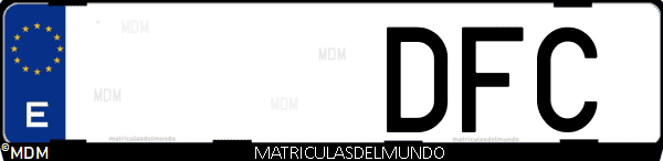 Imágen de matrícula de coche con letras DFC de España