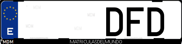 Imágen de matrícula de coche con letras DFD de España