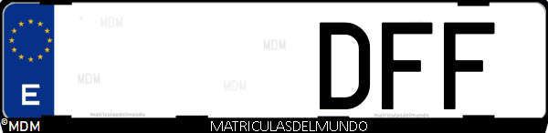 Imágen de matrícula de coche con letras DFF de España