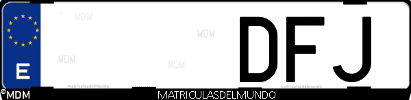 Imágen de matrícula de coche con letras DFJ de España