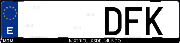 Imágen de matrícula de coche con letras DFK de España