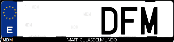 Imágen de matrícula de coche con letras DFM de España