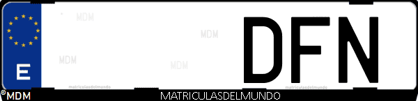 Imágen de matrícula de coche con letras DFN de España