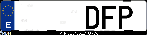 Imágen de matrícula de coche con letras DFP de España