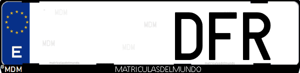 Imágen de matrícula de coche con letras DFR de España