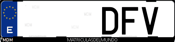 Imágen de matrícula de coche con letras DFV de España