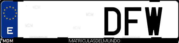Imágen de matrícula de coche con letras DFW de España