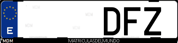 Imágen de matrícula de coche con letras DFZ de España