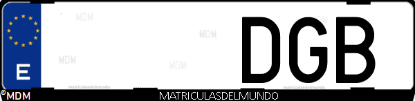 Imágen de matrícula de coche con letras DGB de España